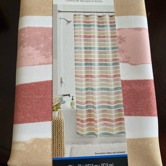 Fabric shower curtain with design💦NWT💦striped pattern💦bright colored design - Picture 6 of 14
